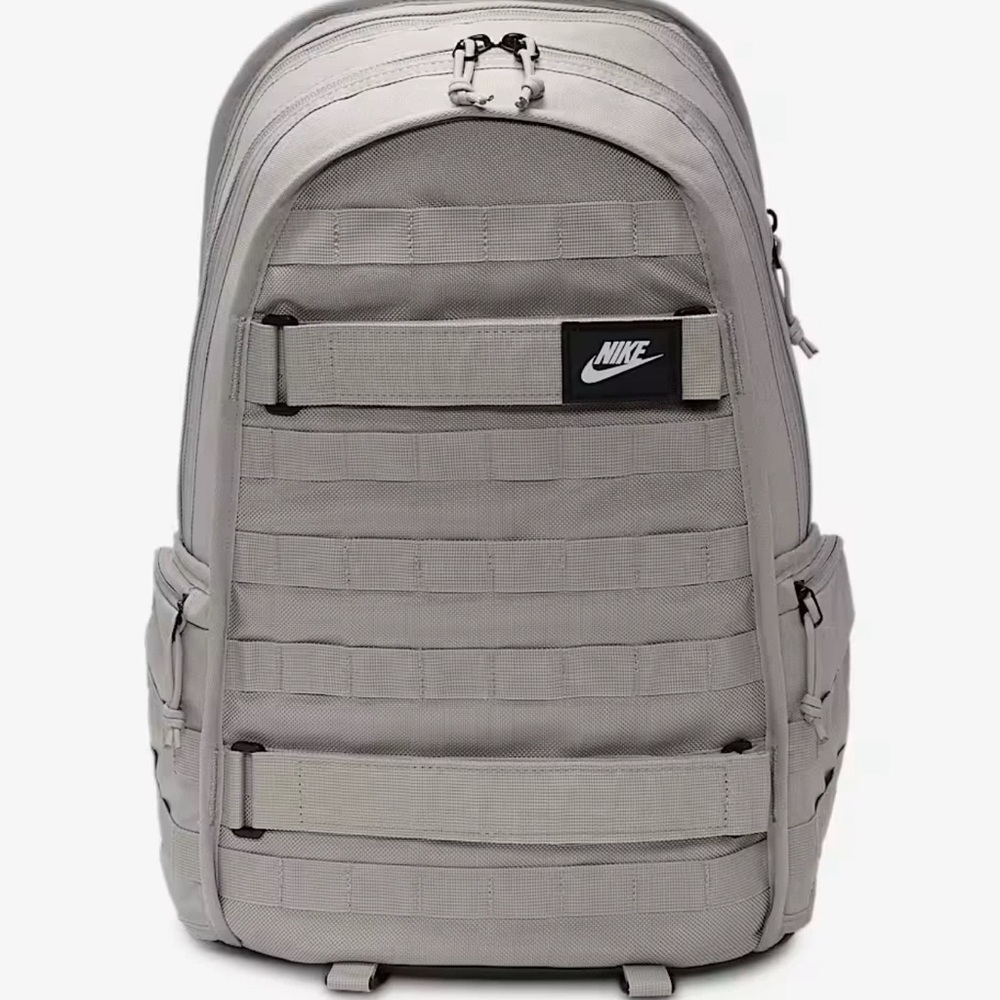 Nike Gray Backpack with Quilted Stripes and Modern Design